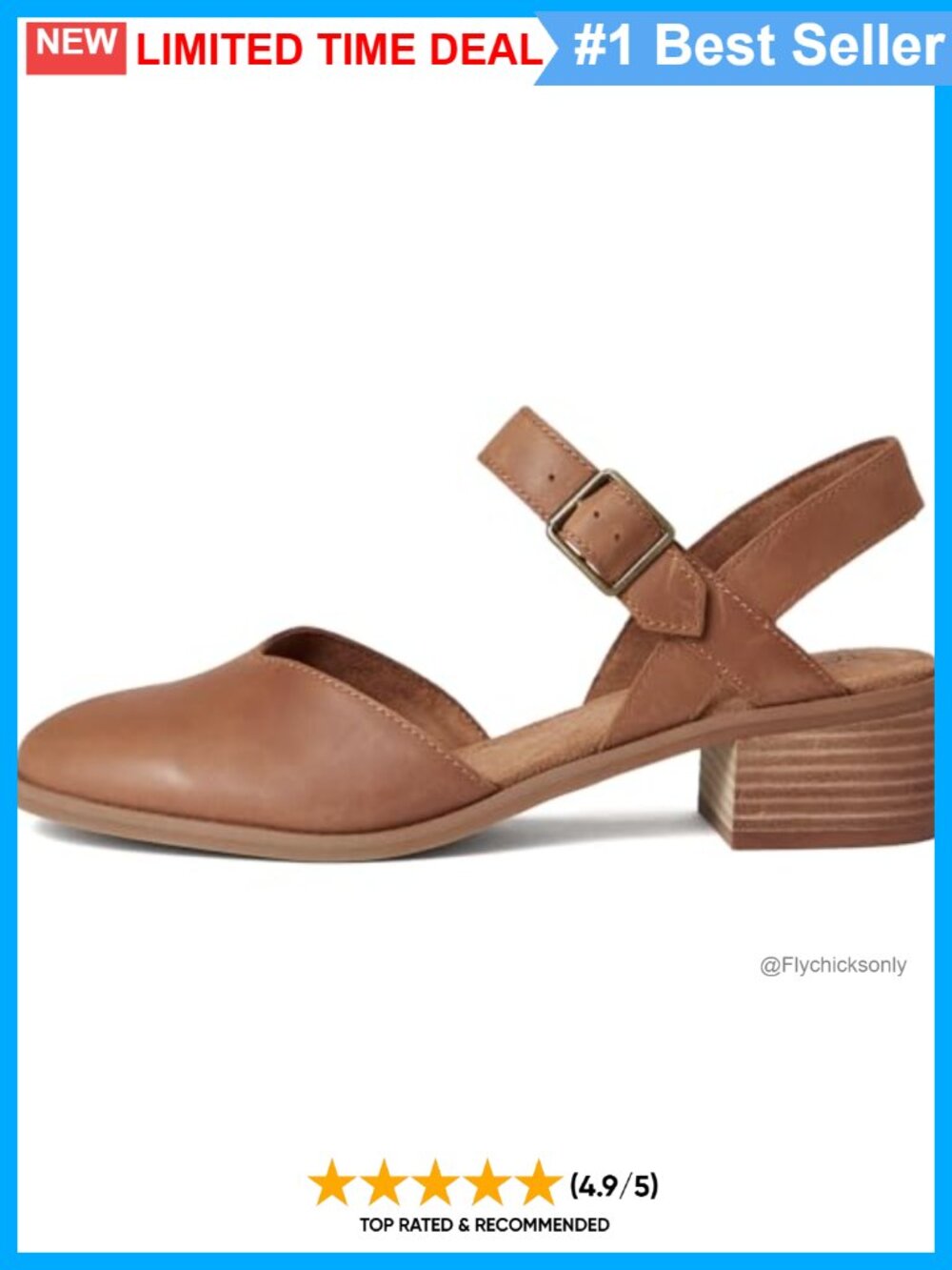 Women's Jaclyn Block Heel Mary Jane Leather Adjustable Strap CloudBound Insole - Picture 4 of 6
